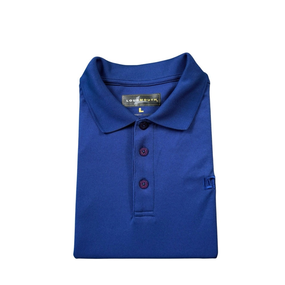 Loudmouth Golf Mens Blue Performance Short Sleeve Polo Shirt Size Large